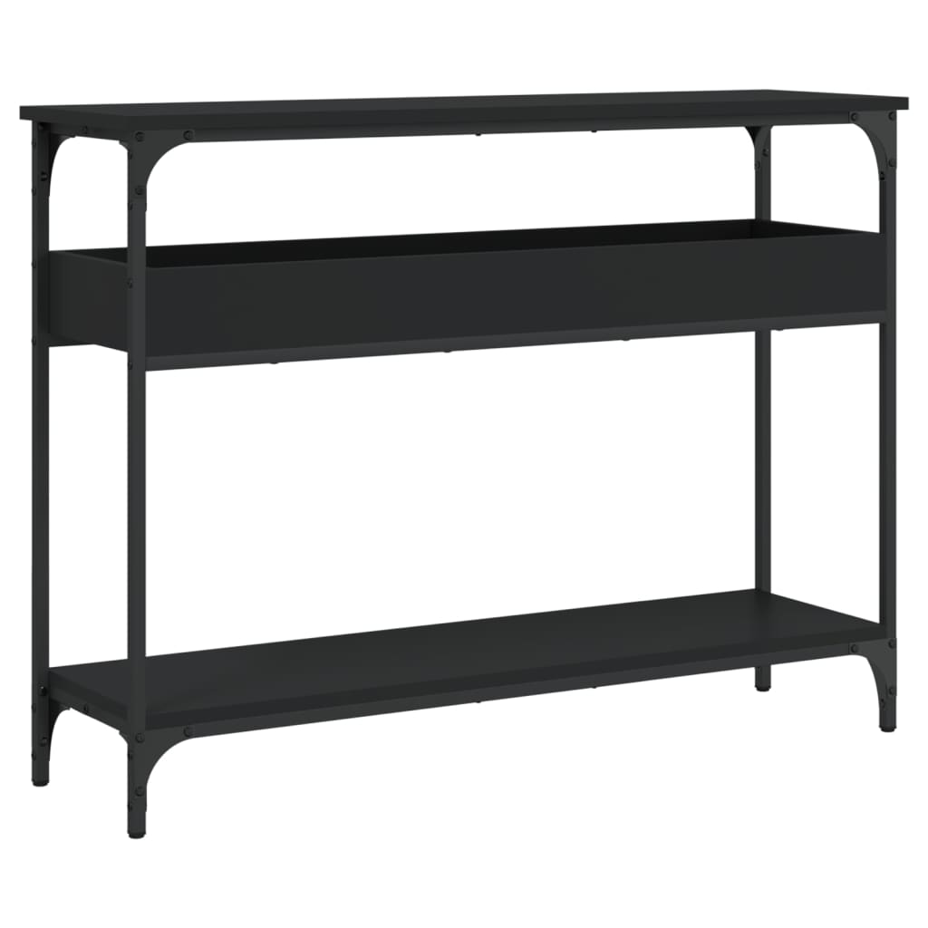 Console table with black shelf 100x29x75 cm engineering wood