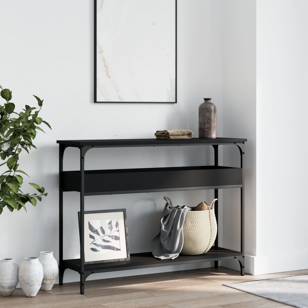 Console table with black shelf 100x29x75 cm engineering wood