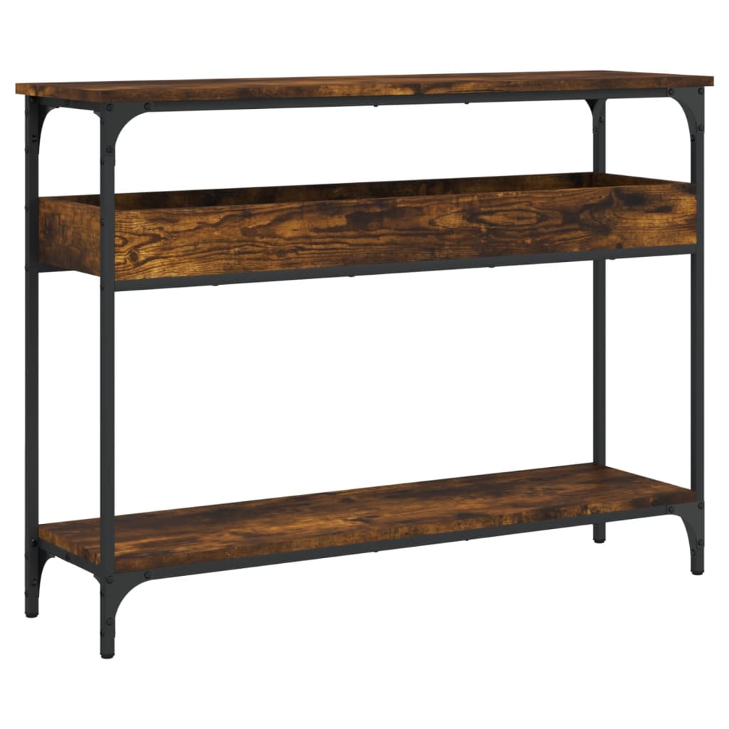 Console table with smoked oak shelf 100x29x75 cm