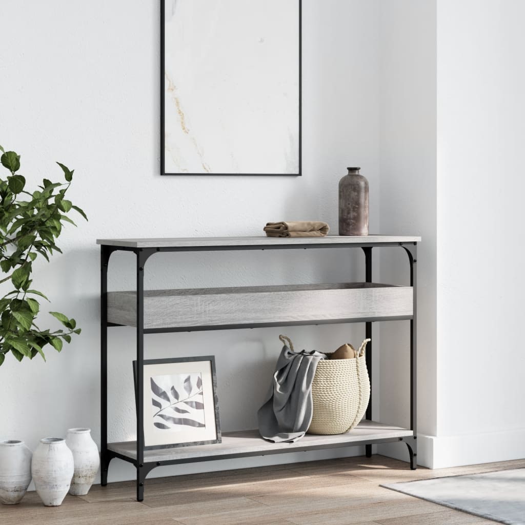 Console table with gray sonoma shelf 100x29x75 cm