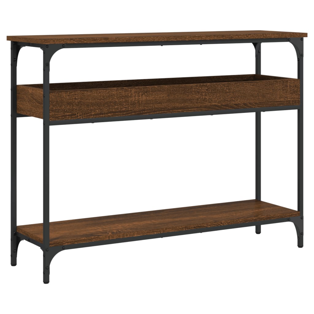 Console table with 100x29x75 cm brown oak shelf