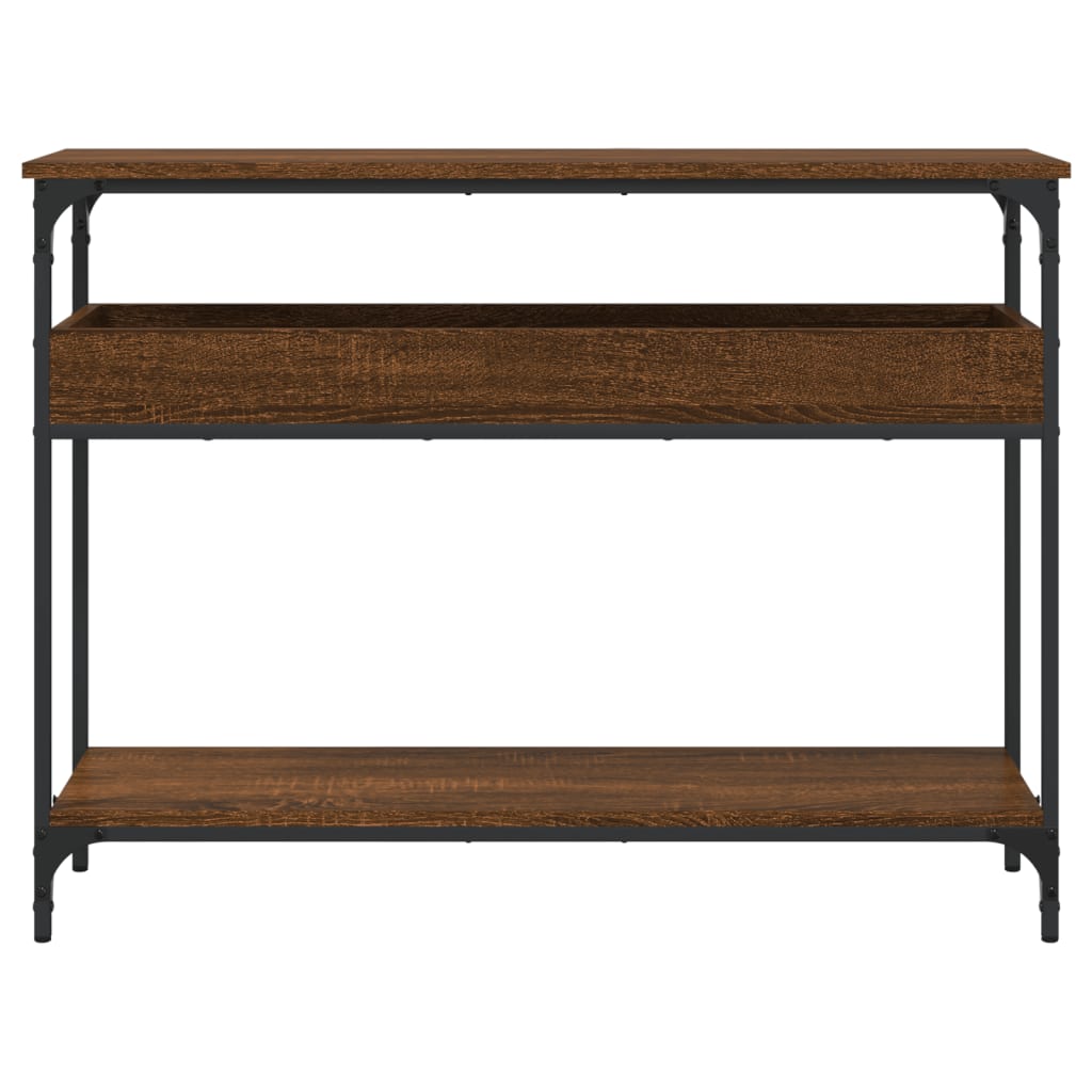 Table console avec étagère chêne marron 100x29x75 cm
