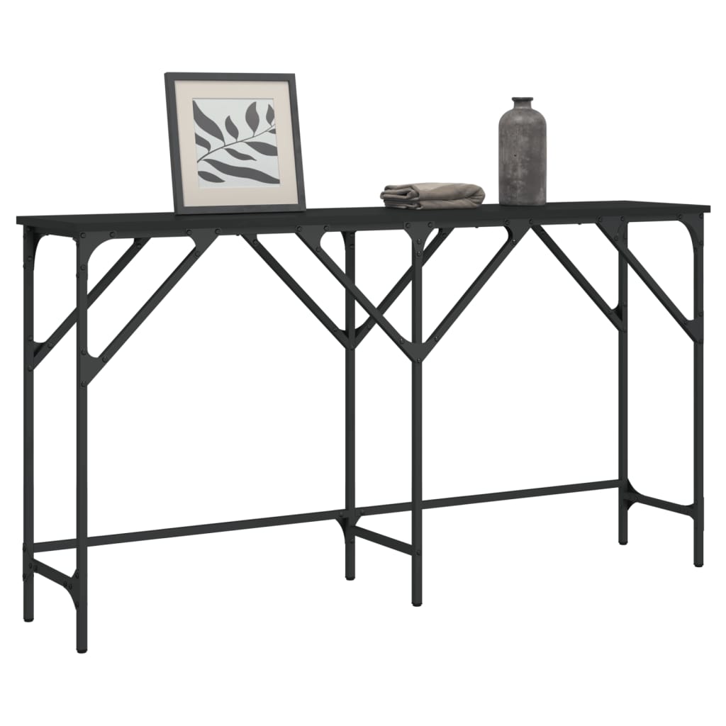 Black console table 140x29x75 cm engineering wood