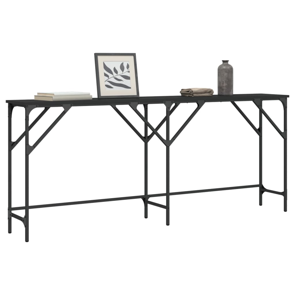 Black console table 180x29x75 cm engineering wood