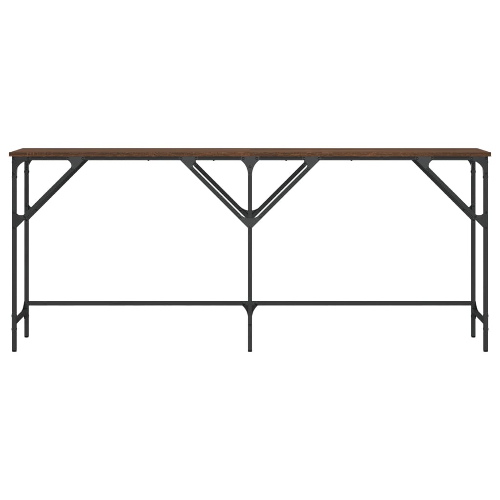 Brown oak console table 180x29x75 cm engineering wood