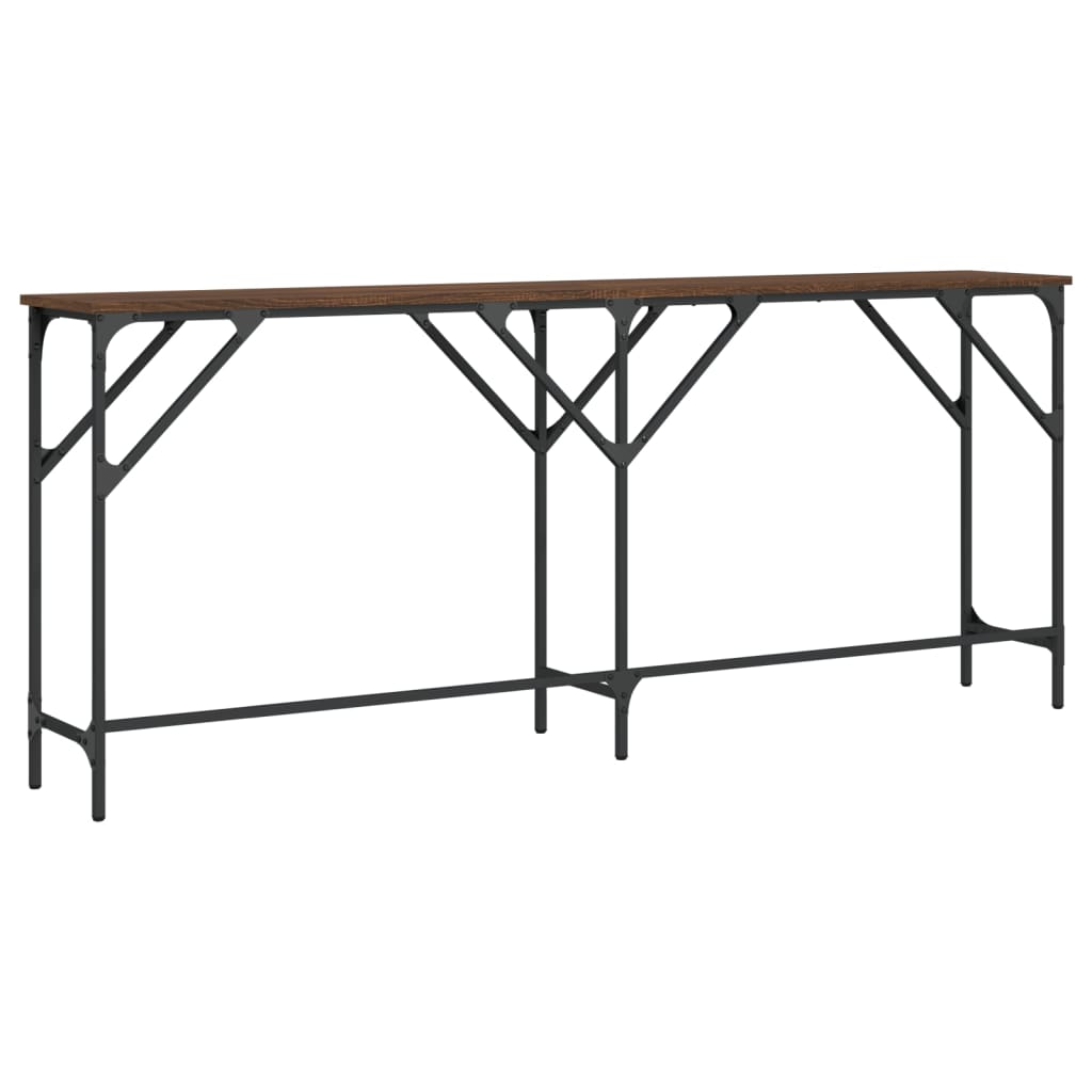 Brown oak console table 180x29x75 cm engineering wood