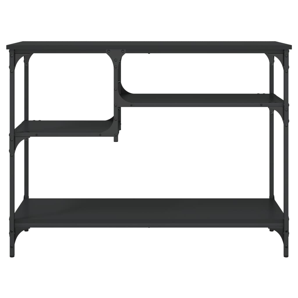 Table console avec étagères noir 100x35x75 cm