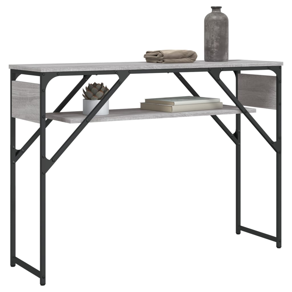 Table console avec étagère sonoma gris 105x30x75 cm