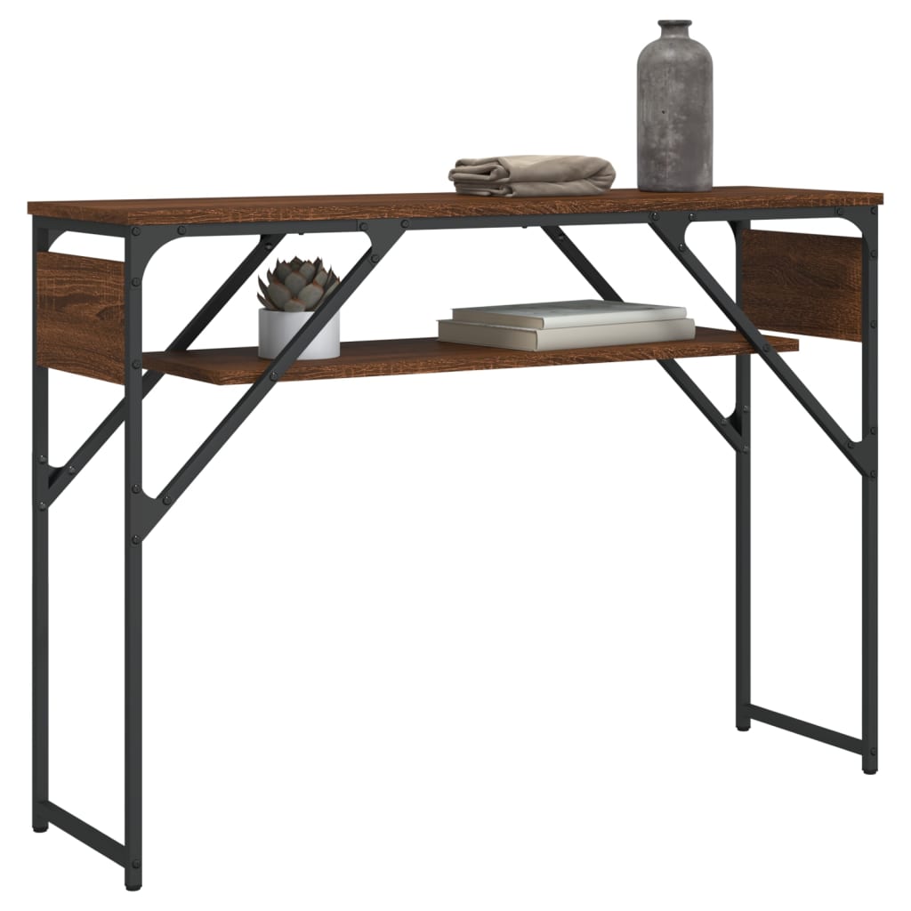 Table console avec étagère chêne marron 105x30x75 cm