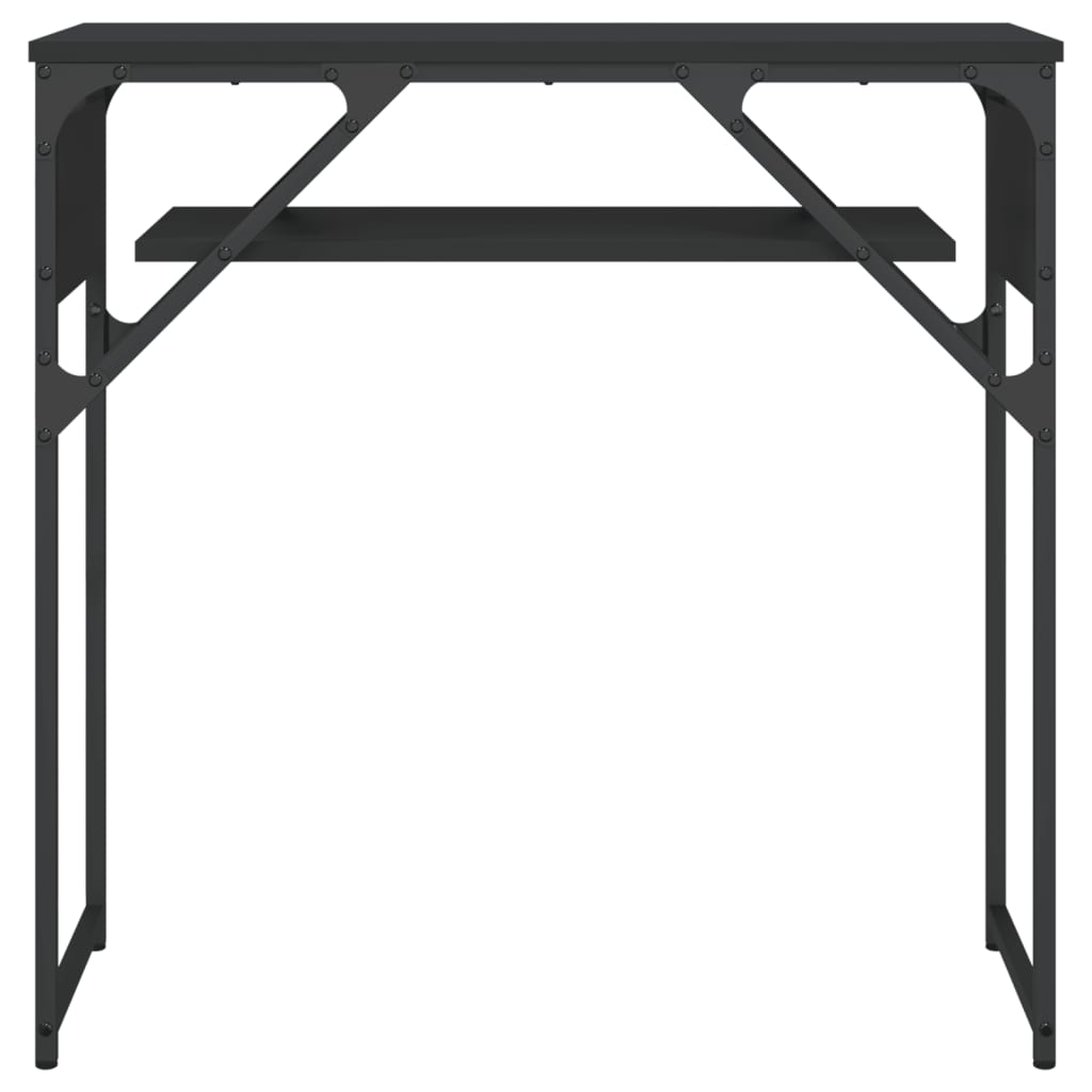 Table console avec étagère noir 75x30x75 cm bois d'ingénierie