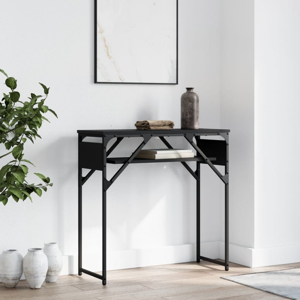 Console table with black shelf 75x30x75 cm engineering wood