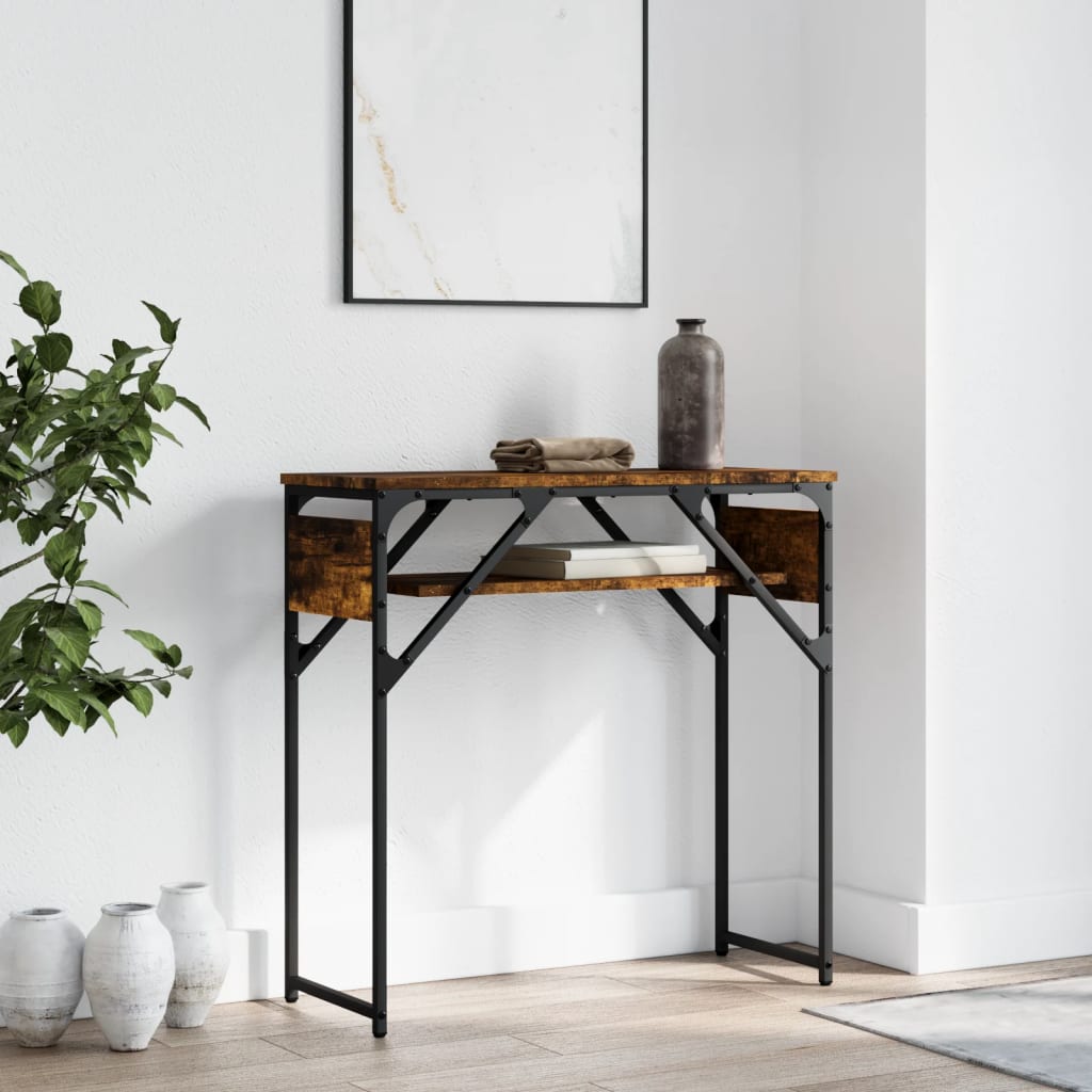 Console table with smoked oak shelf 75x30x75 cm