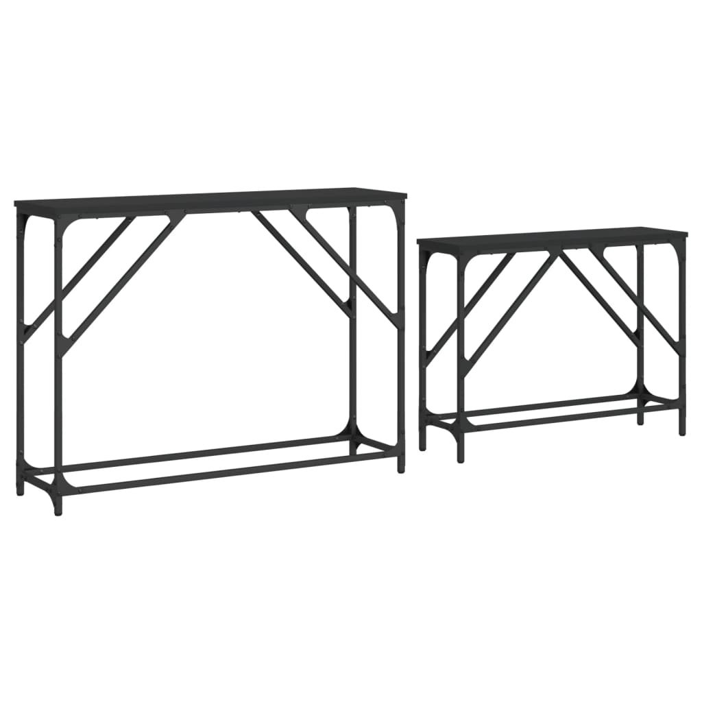 Tables console gigognes 2 pcs noir bois d'ingénierie