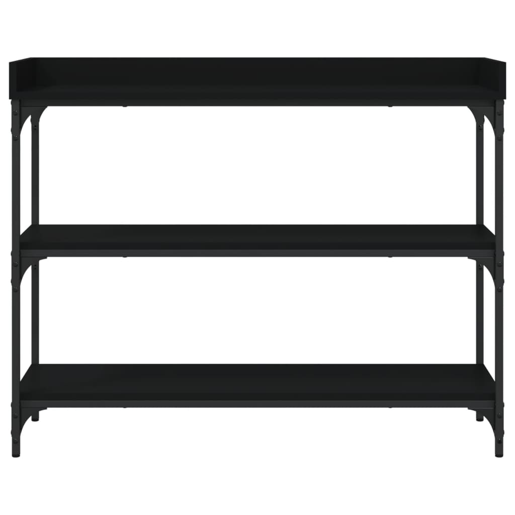 Table console avec étagères noir 100x30x80 cm