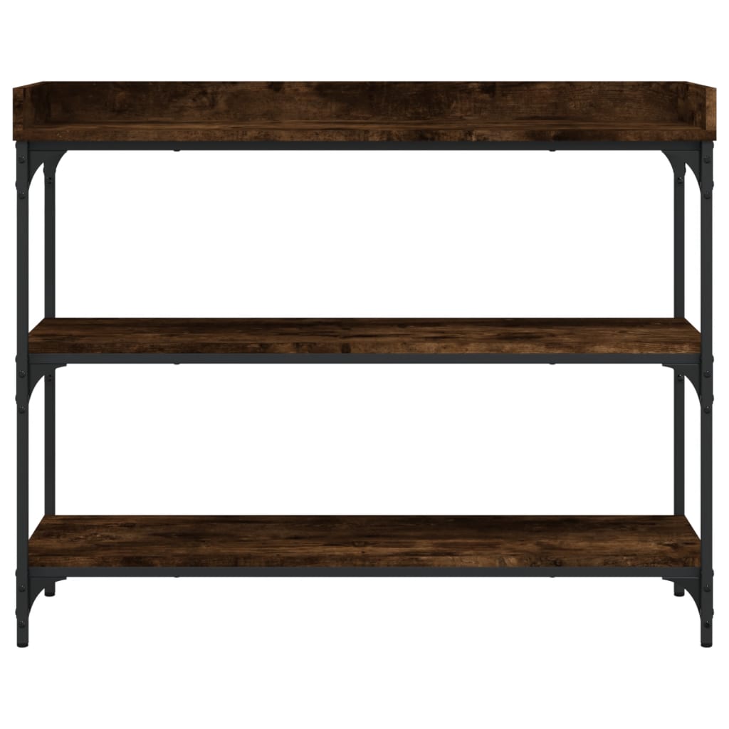Console table with smoked oak shelves 100x30x80 cm