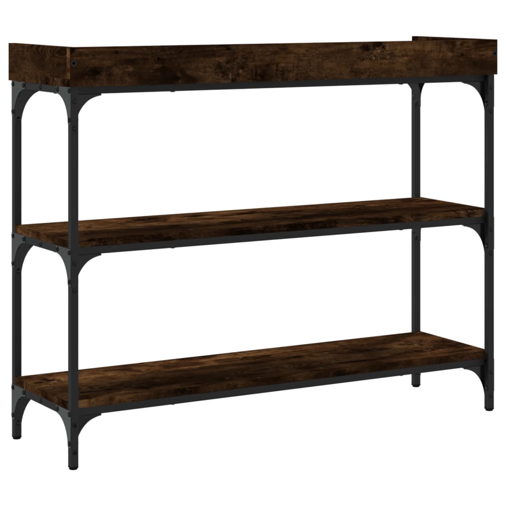 Console table with smoked oak shelves 100x30x80 cm