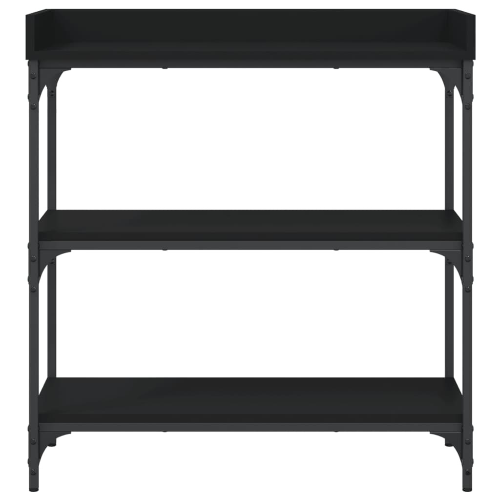 Table console avec étagères noir 75x30x80 cm