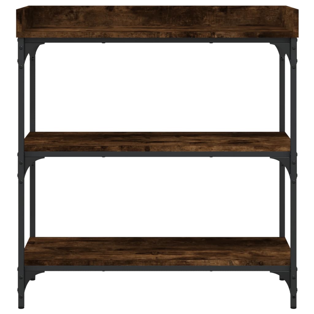 Console table with smoked oak shelves 75x30x80 cm