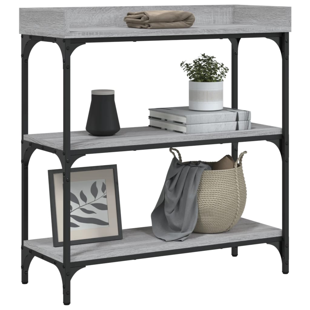 Console table with Sonoma Gray shelves 75x30x80 cm