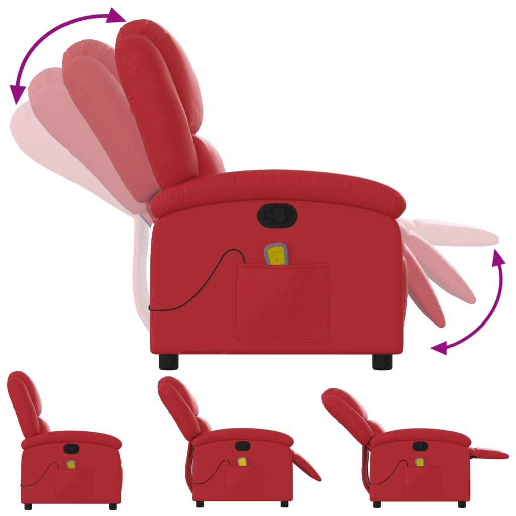Fauteuil de massage inclinable rouge similicuir