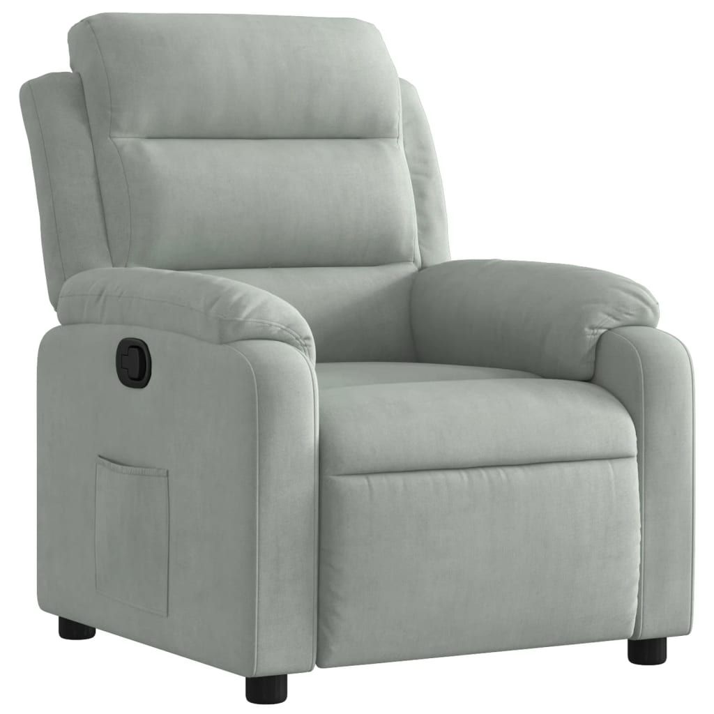 Fauteuil inclinable gris clair velours