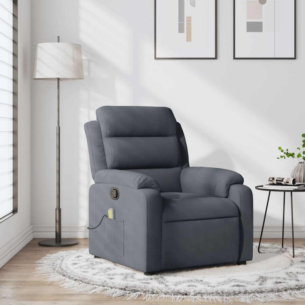 Dark gray tilted massage chair velvet