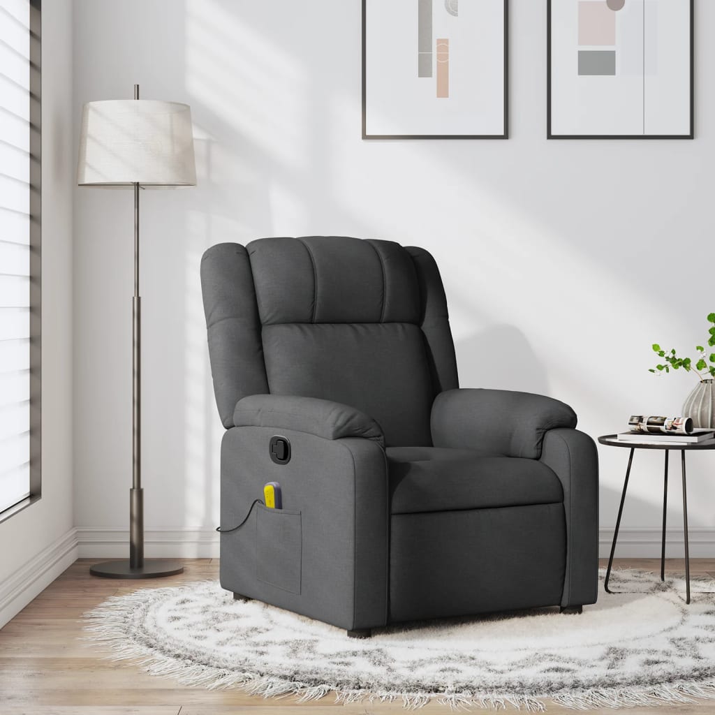 Dark gray tilting massage chair fabric