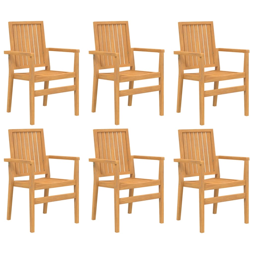 Chaises de jardin empilables lot de 6 56,5x57,5x91 cm bois teck
