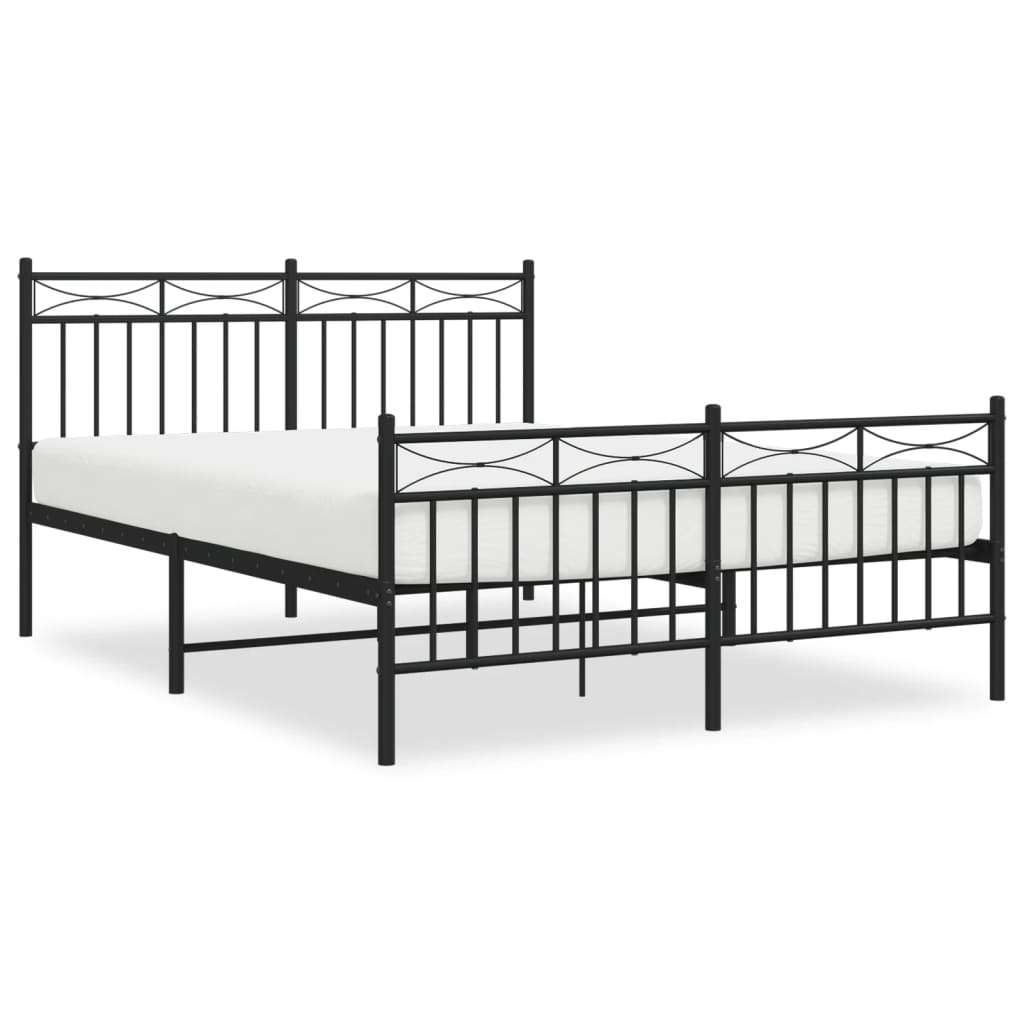 Metal bed frame with bed head/black bed 135x190 cm