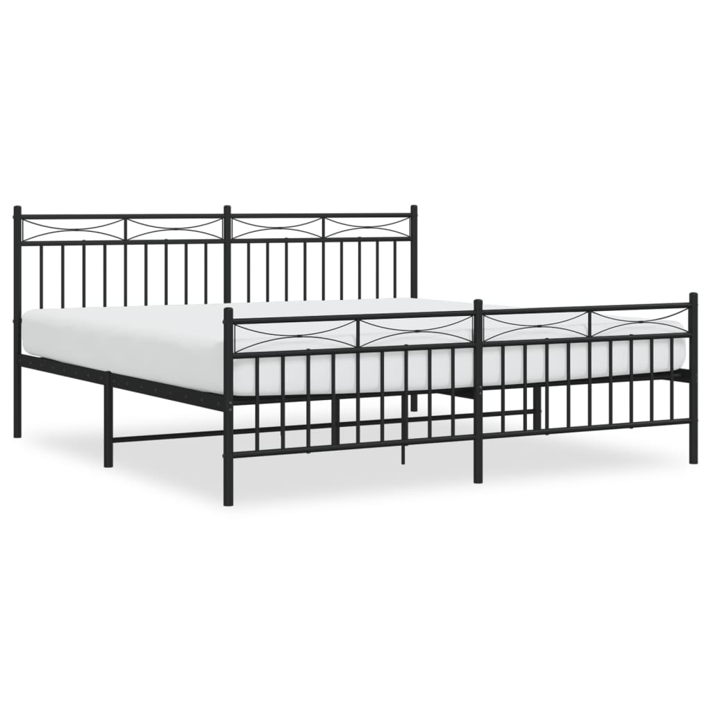 Metal bed frame with headboard/black bed 180x200 cm