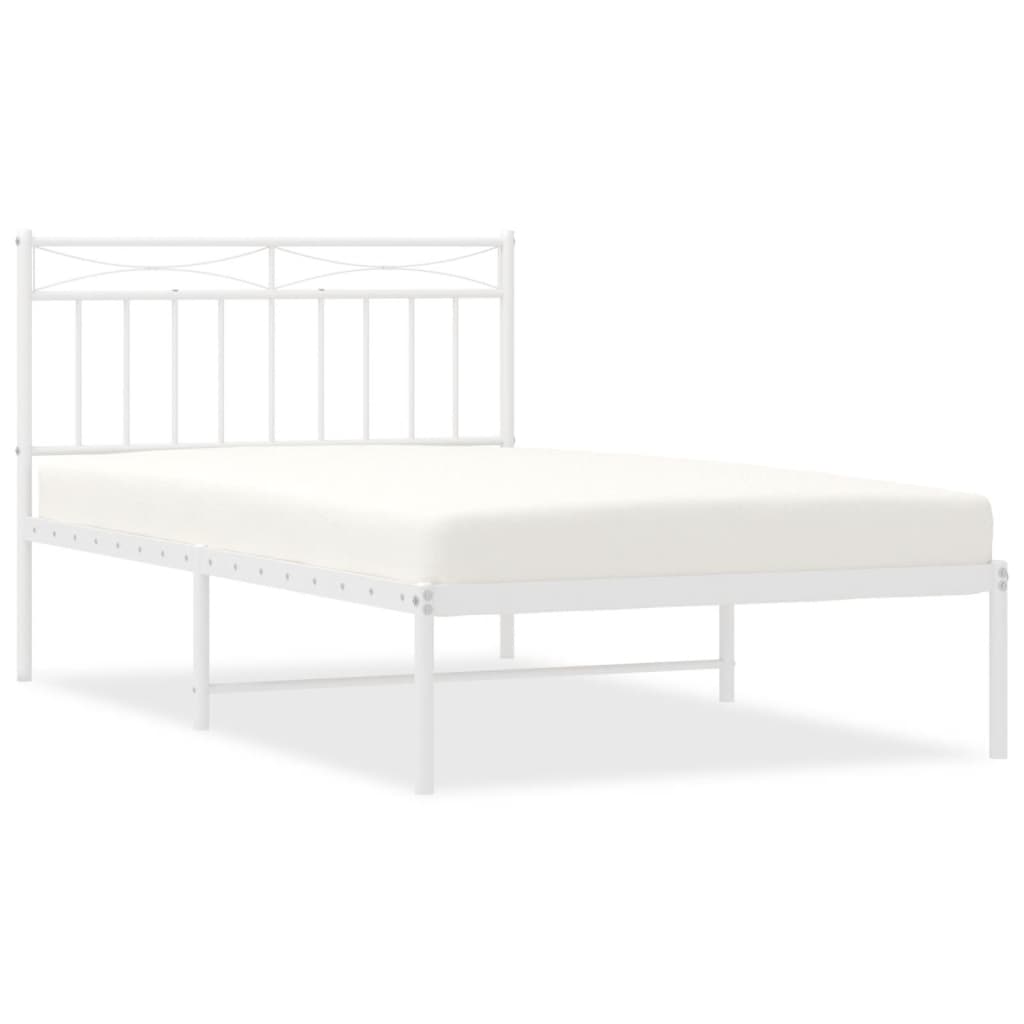 Metal bed frame with 107x203 cm white bed head