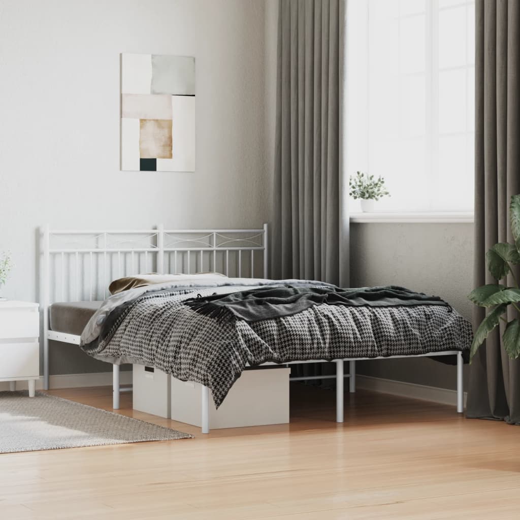 Metal bed with white bed head 140x200 cm