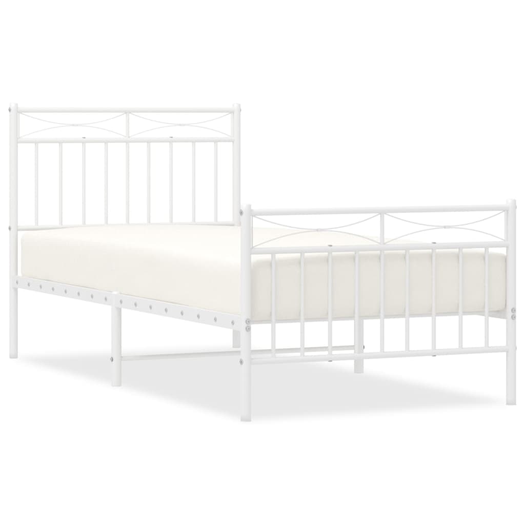 Metal bed frame with headboard/white bed 90x200 cm