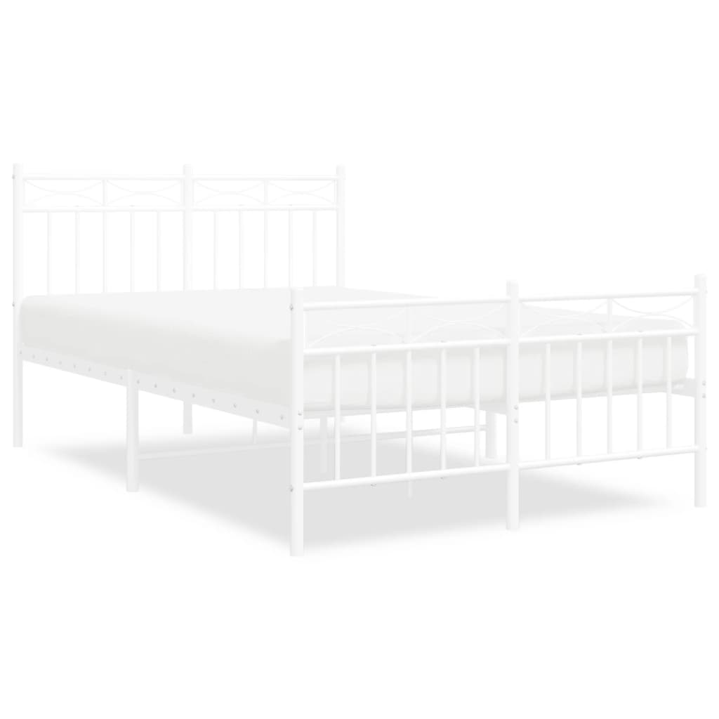 Metal bed frame with bed head/white bed foot 120x200cm