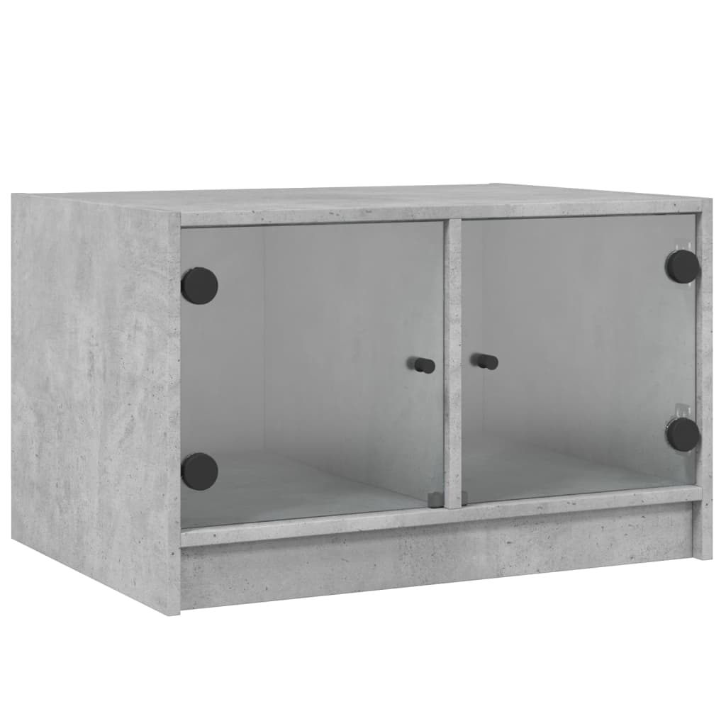 Table basse avec portes en verre gris béton 68x50x42 cm