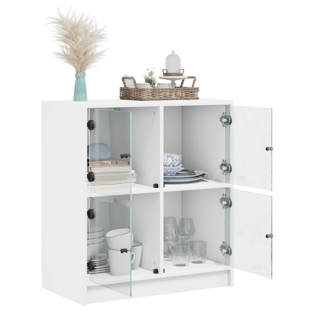 Side cabinet with white glass doors 68x37x75.5 cm