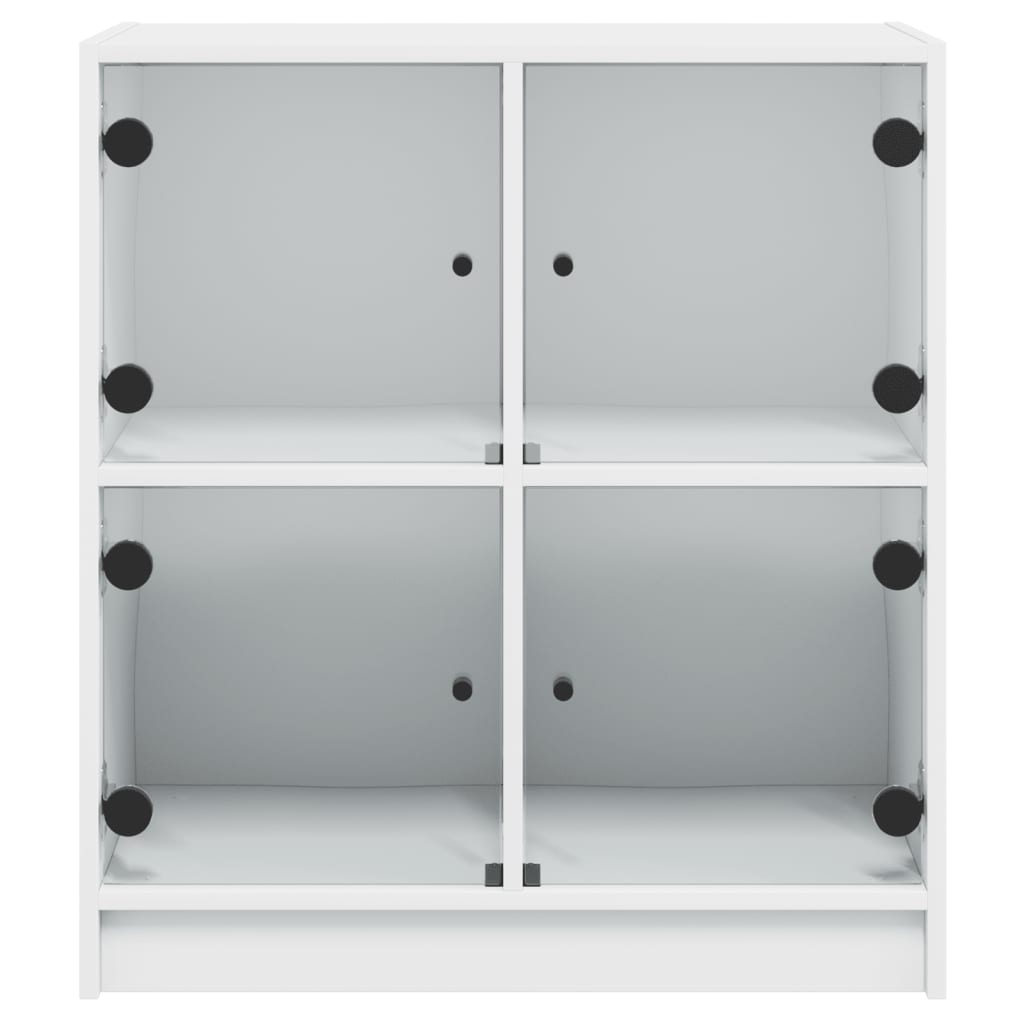 Seitenschrank mit weißen Glastüren 68x37x75,5 cm