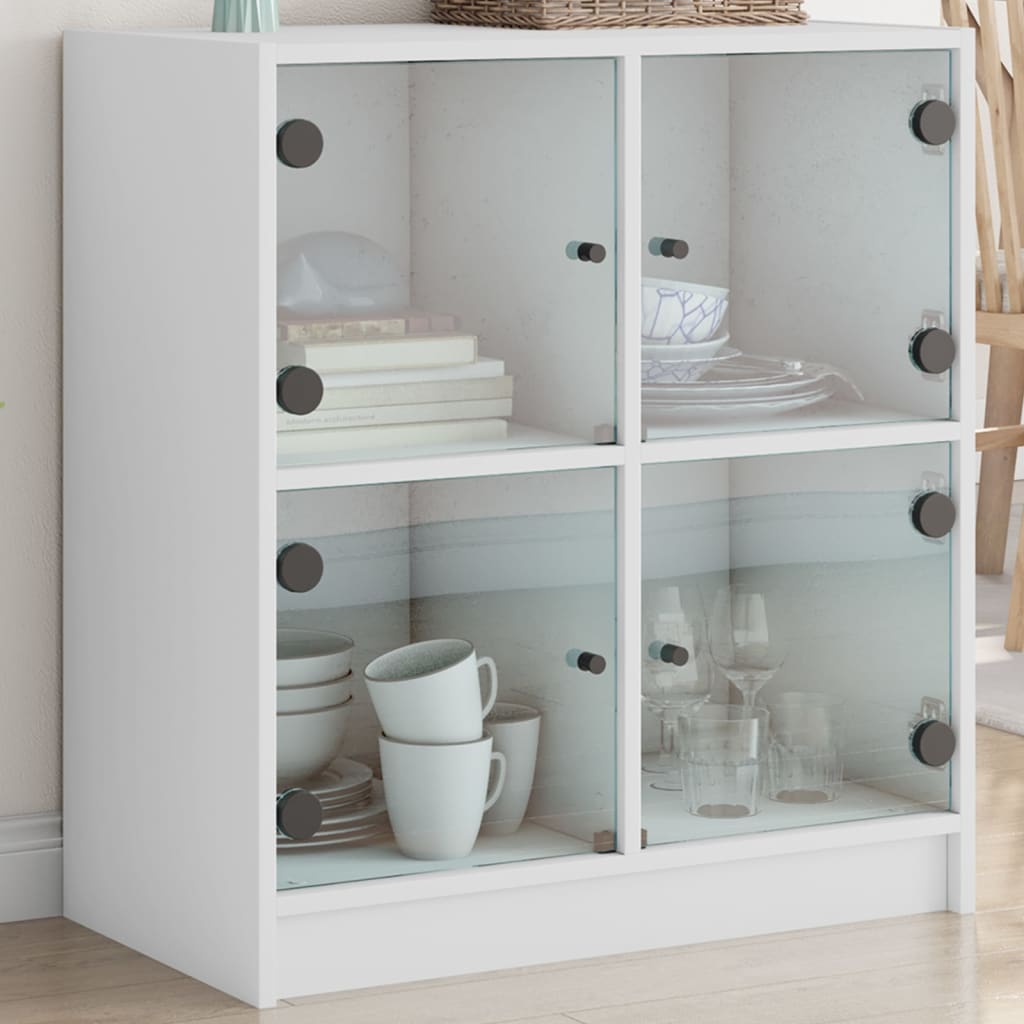 Side cabinet with white glass doors 68x37x75.5 cm