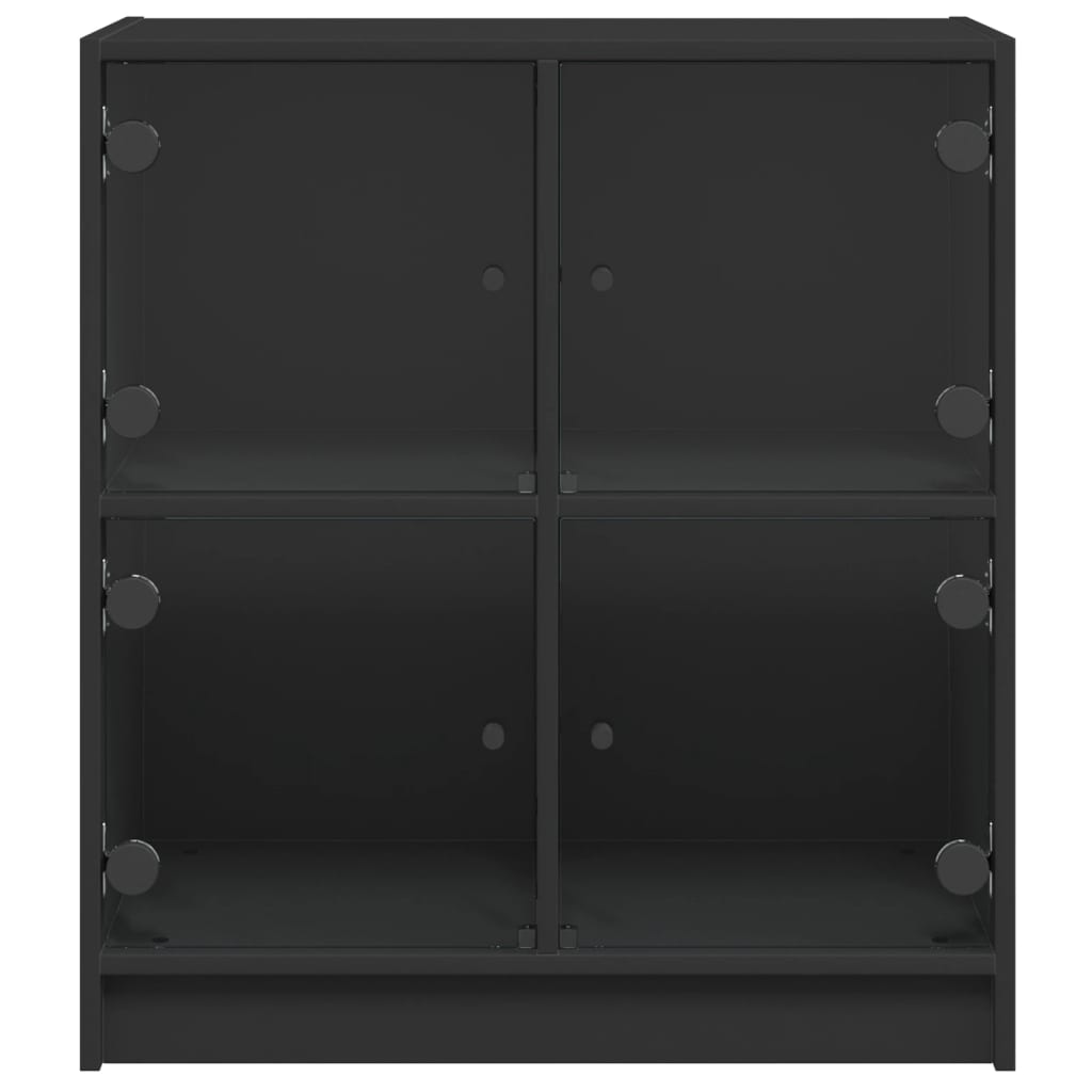 Mobile laterale con ante in vetro nero 68x37x75,5 cm