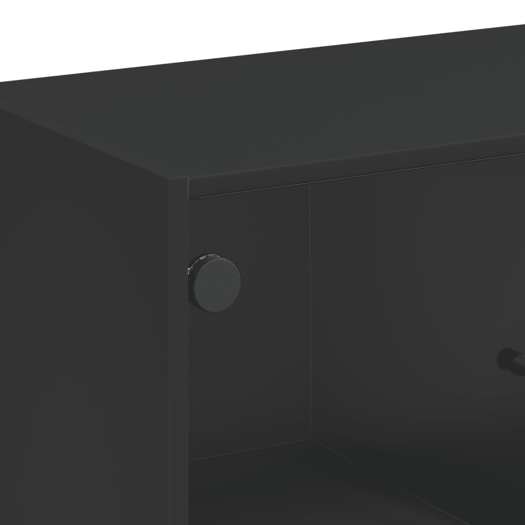 Side cabinet with black glass doors 68x37x75.5 cm