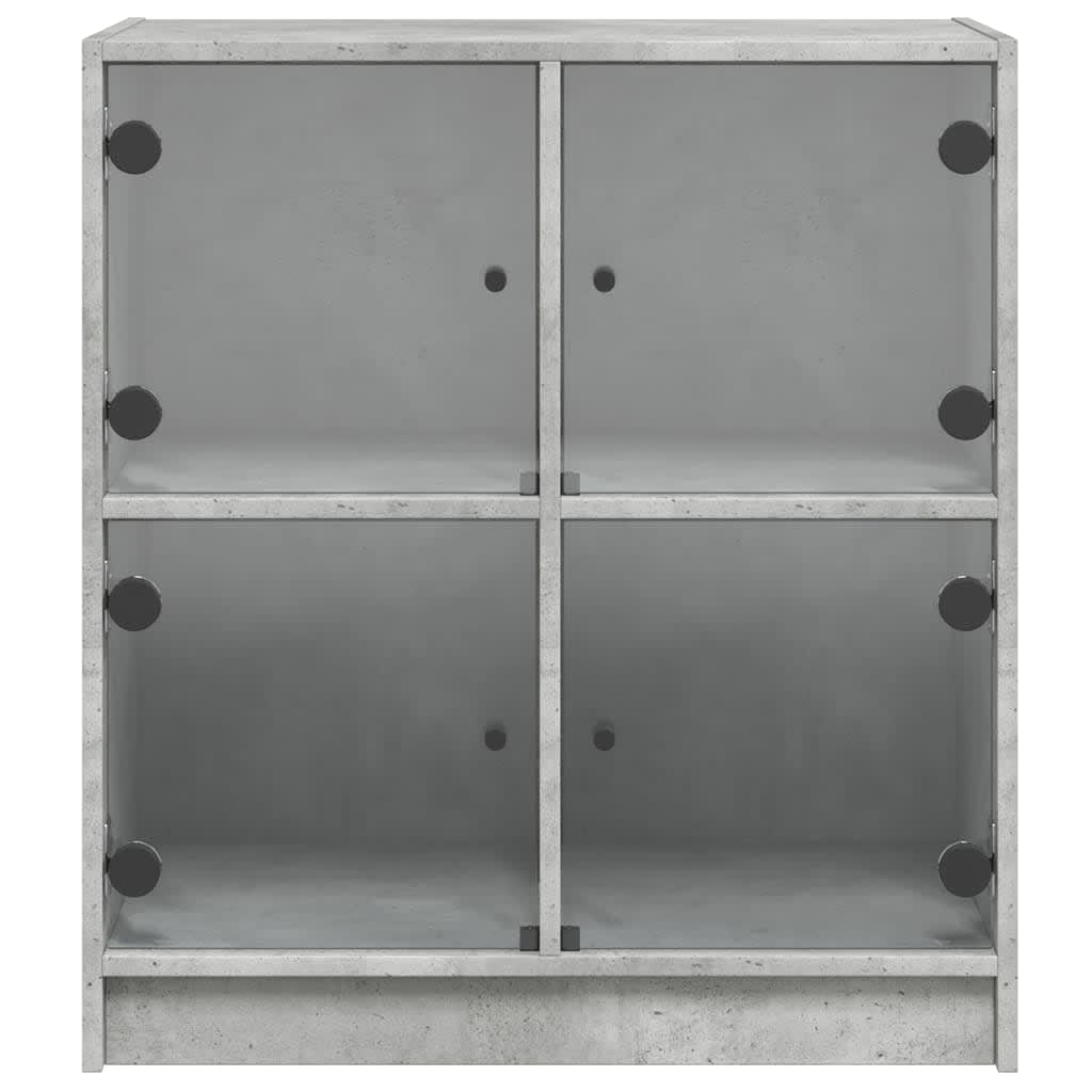 Armoire latérale avec portes en verre gris béton 68x37x75,5 cm