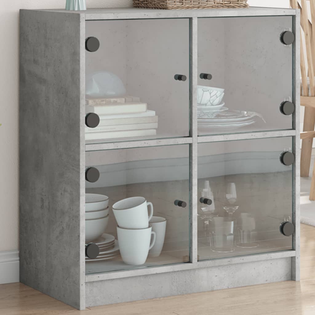 Side cabinet with concrete gray glass doors 68x37x75.5 cm