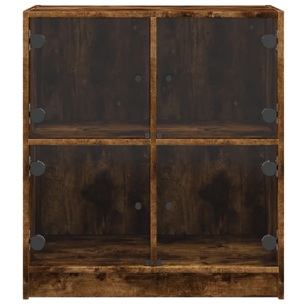 Side cabinet with smoked oak glass doors 68x37x75.5 cm