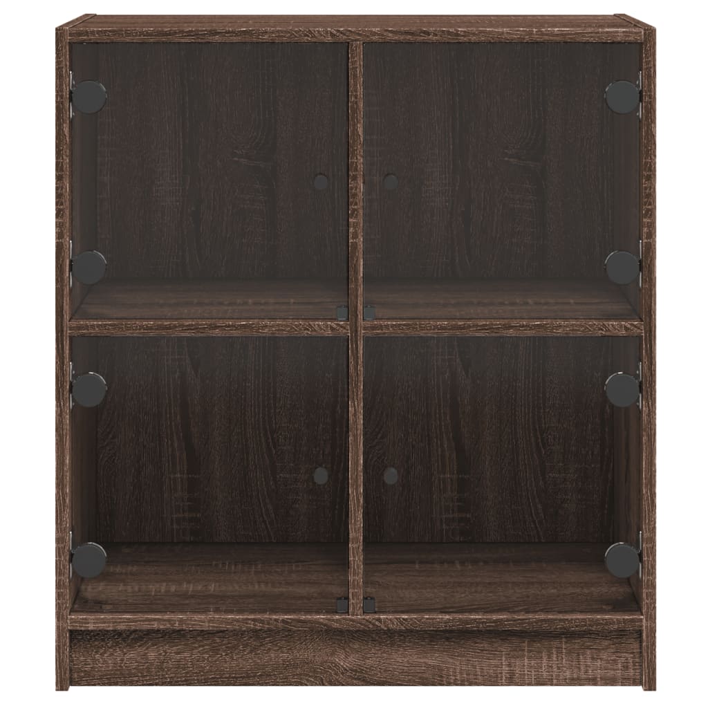 Armoire latérale avec portes en verre chêne marron 68x37x75,5cm