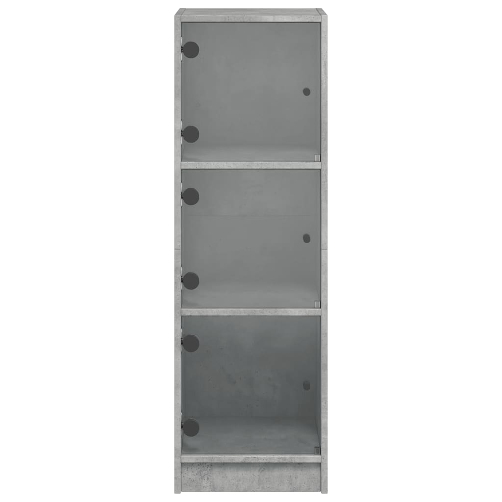 Buffet avec portes en verre gris béton 35x37x109 cm