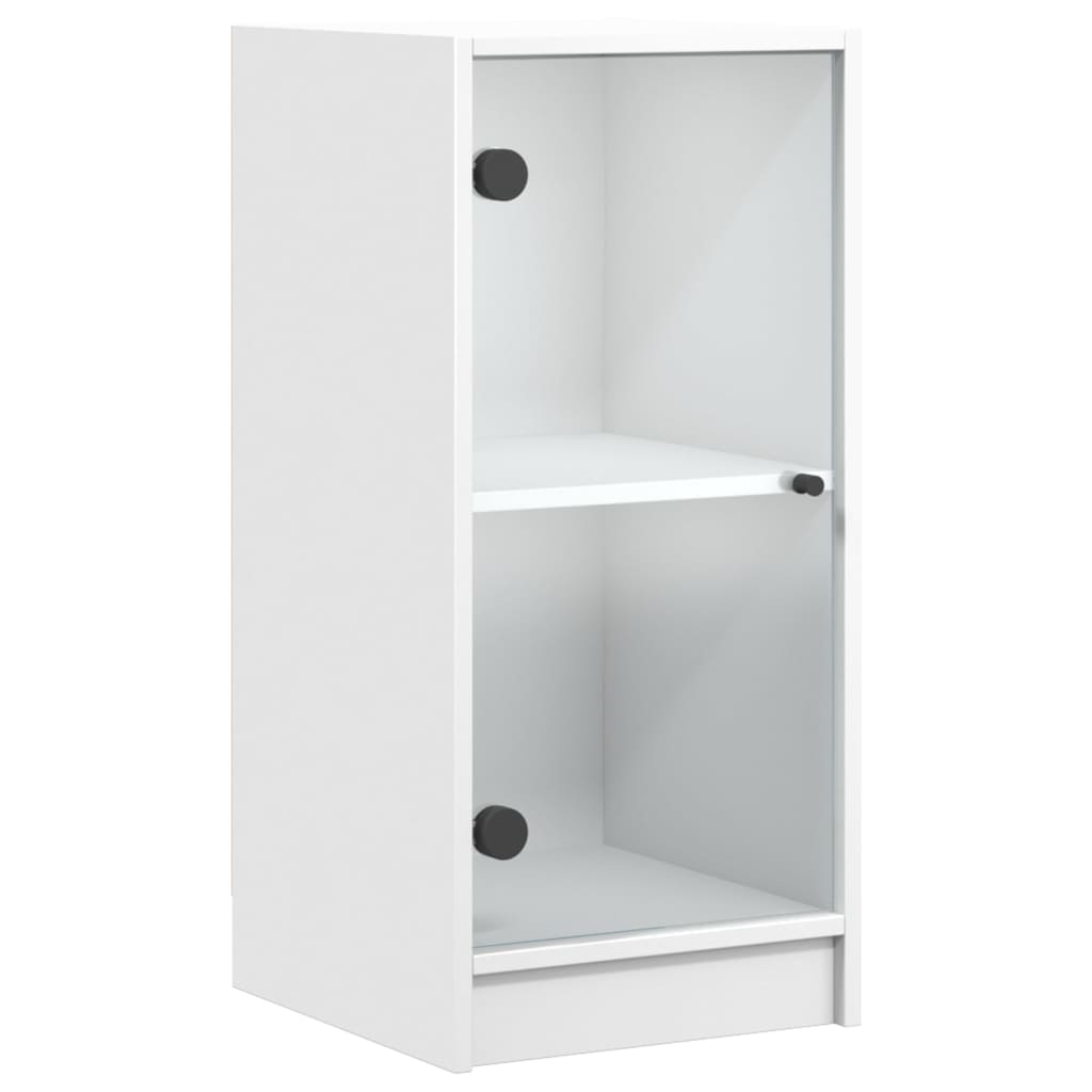Side cabinet with white glass doors 35x37x75.5 cm