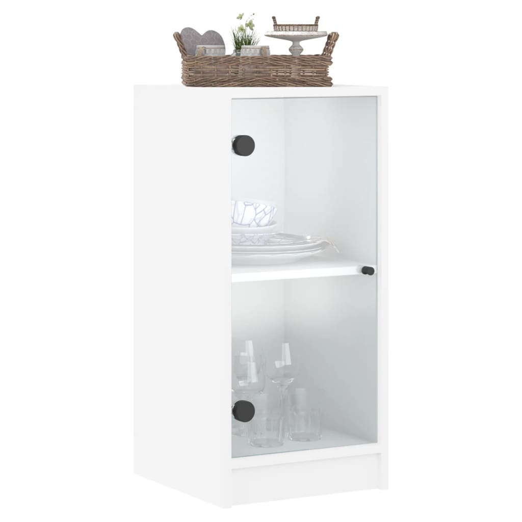Side cabinet with white glass doors 35x37x75.5 cm
