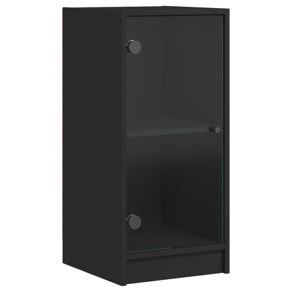 Seitenschrank mit schwarzen Glastüren 35x37x75,5 cm