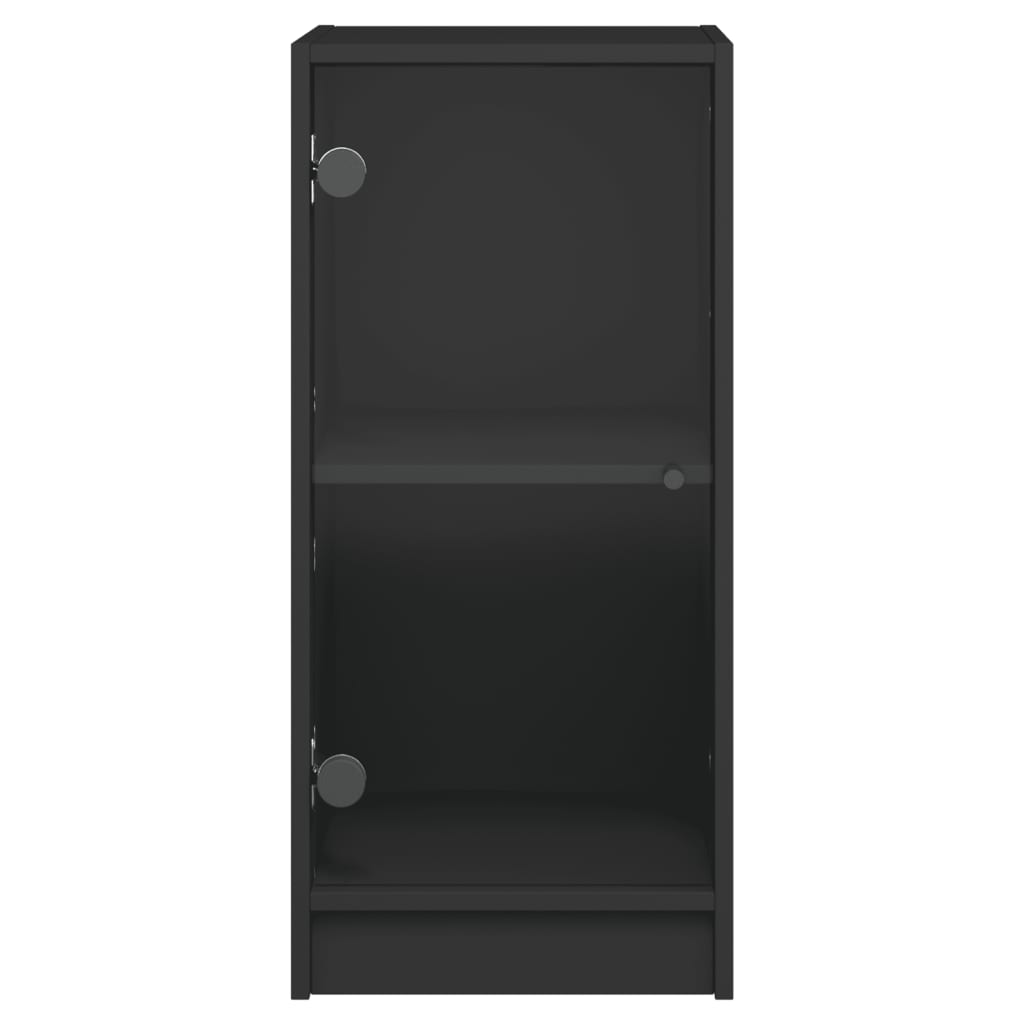 Armoire latérale avec portes en verre noir 35x37x75,5 cm