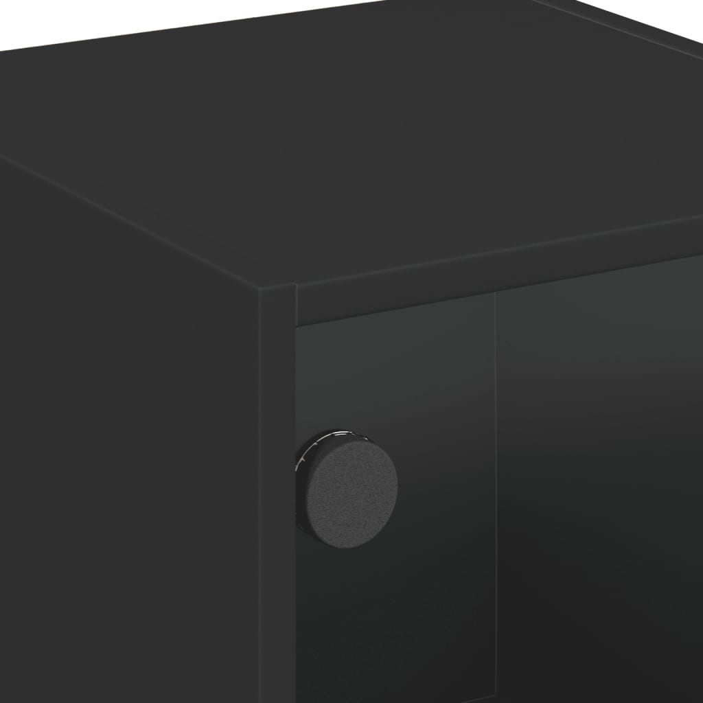 Side cabinet with black glass doors 35x37x75.5 cm